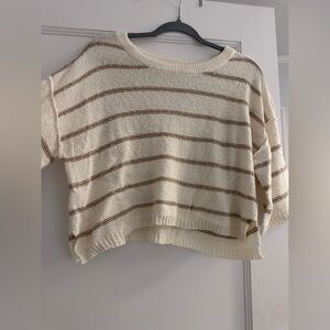 Promesa Cream and Brown Striped Sweater